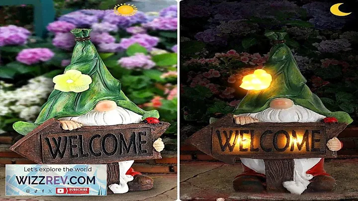Solar Gnome Statue LED light Resin Landscape Garden Decor Gnome Figurine Christmas Review