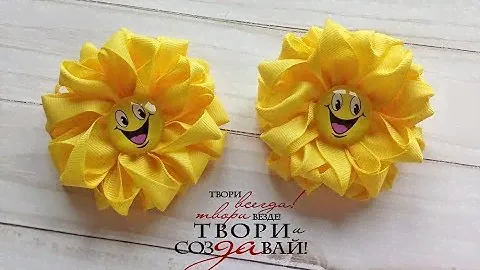 Бантики "Солнечный лучик". Канзаши МК. / Bows "ray of sunshine". Kanzashi MK.