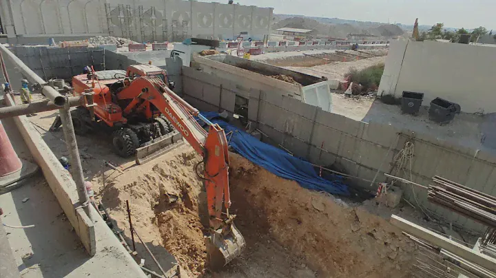Excavator loading trucks | DAEWOO | solar 170w-v | boundary wall foundation