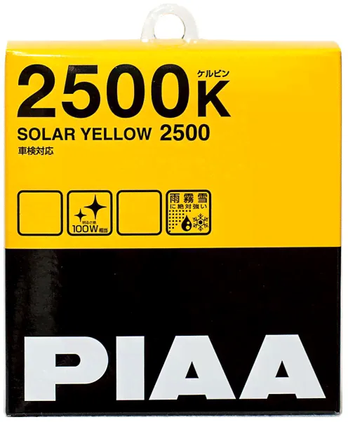 Комплект галогенных ламп Piaa Solar Yellow H16 (HY111-H16) 19W 2500K - производство Япония, увеличенный радиус освещения, яркий желтый цвет