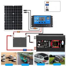 6000W DC 12V To AC 110V/220V Intelligent Screen Solar Power Inverter 18V 18W Solar Panel 30A 12V/24V Solar Converter Kit