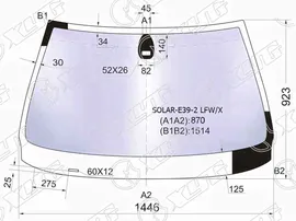 Стекло лобовое атермальное +дд в клей BMW 5-SERIES E39 4 / 5D 95-01 (Solar-X защита от ультрафиолета) XYG SOLAR-E39-2 LFW/X