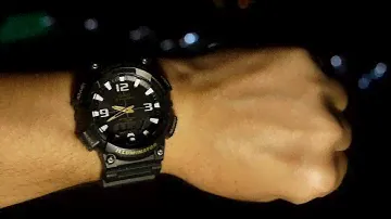 Casio AQ-S810W-1BV watch. Night outdoor video.
