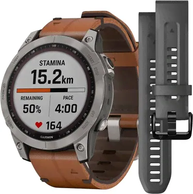 Часы Garmin Fenix 7 Sapphire Solar Titanium Chestnut 010-02540-31-2