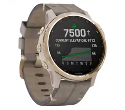 Часы для спорта Garmin Fenix 6S Pro Solar Light Gold Shale Grey Suede