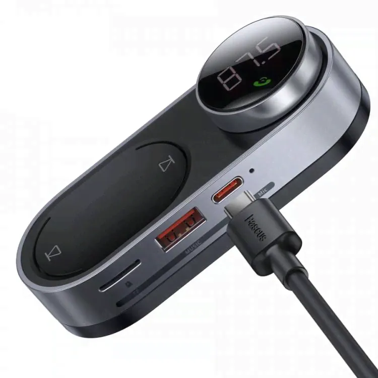 Bluetooth адаптер для автомагнитолы BASEUS Solar (черный)-2