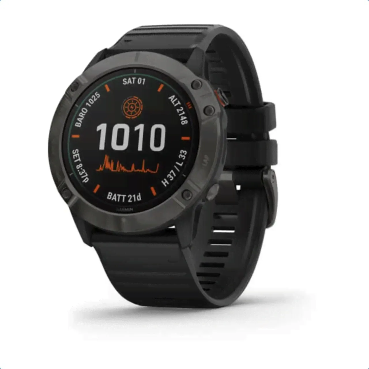Fenix 6X Pro Solar Titanium Carbon Gray DLC with Black Band-0