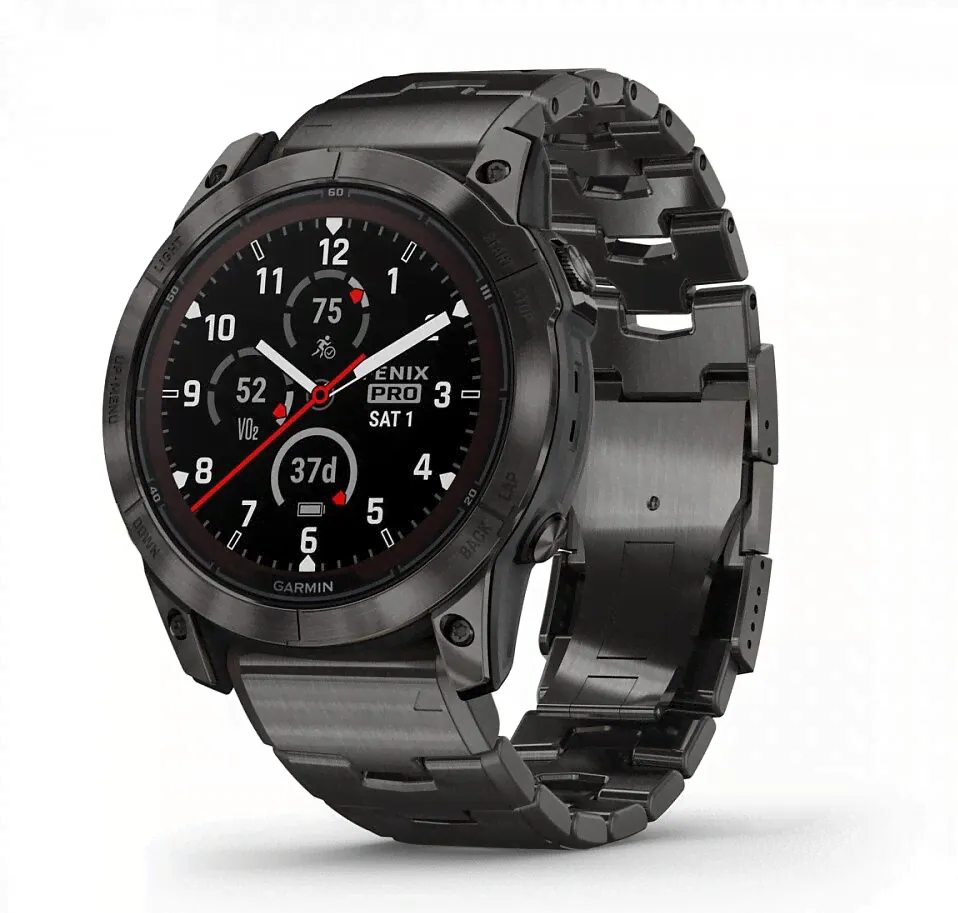 Часы Garmin Fenix 7X PRO Pro Sapphire Solar Edition Титановый угольно-серый корпус с DLC-покрытием и титановым браслетом-0