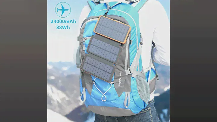 FEELLE 24000mAh Solar Power Bank with 2 USB Ports Waterproof Portable External Battery
