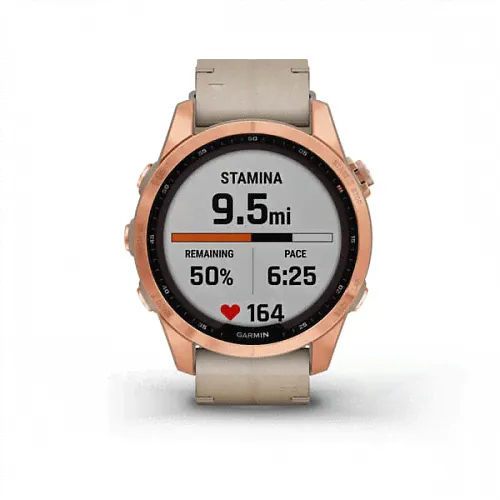 Fenix 7S Sapphire Solar титановый цвета розовое золото с песчаным кожаным ремешком-1