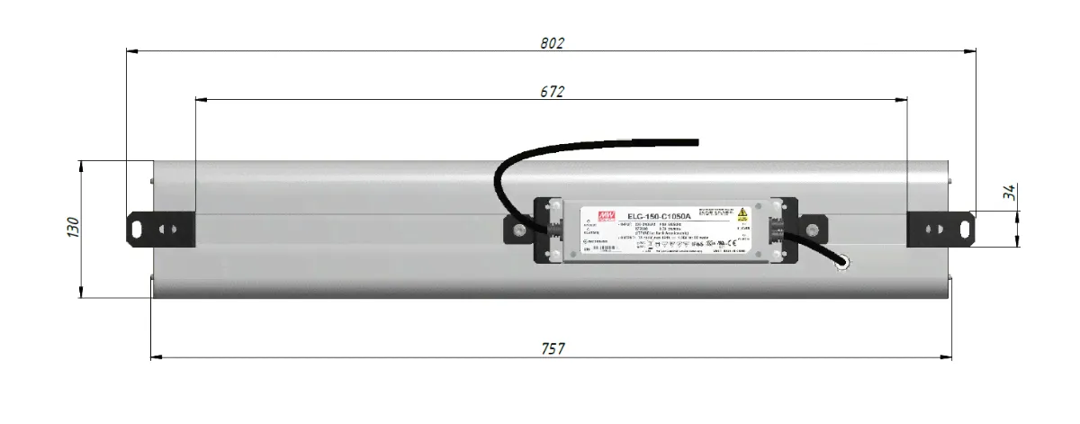 Промышленный светодиодный светильник LGT-Prom-Solar-150 - накладное крепление