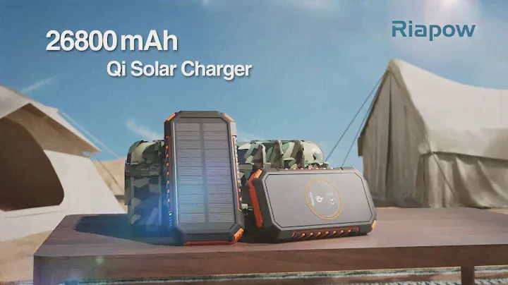 Riapow 26800mAh Wireless Solar Charger for Outdoor