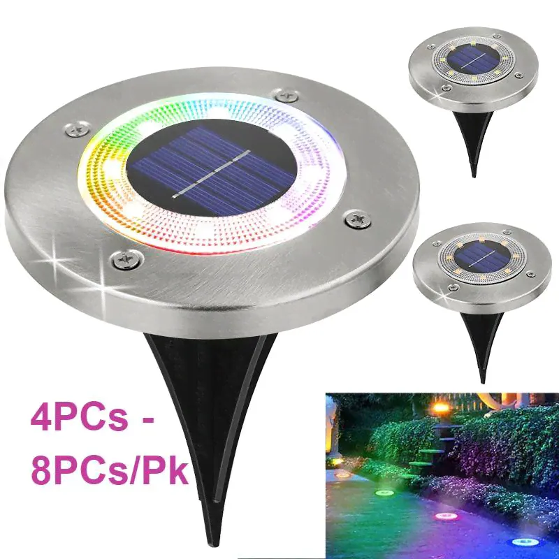 8 LEDs Outdoor Solar Ground Pathway Lights