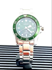 Seiko Prospex Solar Divers Green Sunray Dial Stainless Steel Men Watch SNE583