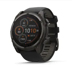Garmin Fenix 8 - 51 мм SOLAR Sapphire Carbon Gray DLC Titanium with Black Pebble Gray Silicone Band 010-02907-10
