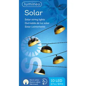 Садовая гирлянда на солнечной батарее Solar Loft 2.7 м, 10 теплых белых ламп, черный ПВХ, IP44-4