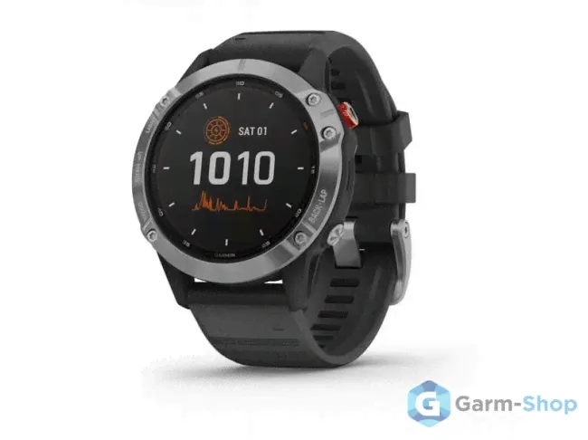 Умные часы серебристые с черным ремешком Garmin Fenix 6 Solar-2