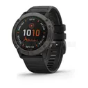 Мультиспортивные часы Garmin (Гармин) Fenix 6X PRO Solar с GPS, титановый с черным ремешком (010-02157-21)