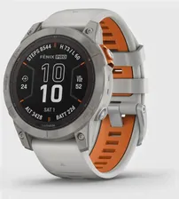 Умные часы Garmin Fenix 7 Pro Sapphire Solar Edition серый с серым/оранжевым ремешком