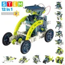 Stem Toys Solar Robots 12 in 1 Convertible Robot Kit Educational Toy DIY Robotics Kit Solar Powered Building Toys for Children