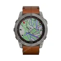 Часы Garmin Fenix 7X Sapphire Solar титановый черный с коричневым кожаным ремешком
