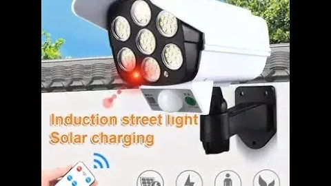 Outdoor Solar Lights Motion Sensor Dummy Camera 77 LEDs Spotlight Waterproof Wall Street Lamp