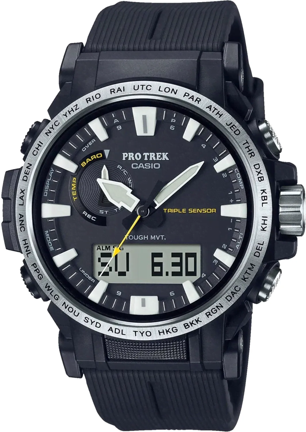 Часы Casio Protrek Tough Solar для спорта на открытом воздухе с высотомером, барометром,