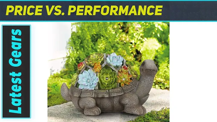 SOLAR GARDEN STATUE Turtle Figurine Lights with Succulent | Best Outdoor Decor!