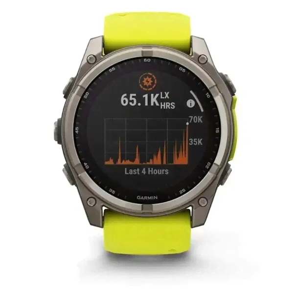 Смарт-часы Garmin Fenix 8 – 51 мм, Solar Sapphire, титан с ярко-желтым/графитовым силиконовым ремешком-2