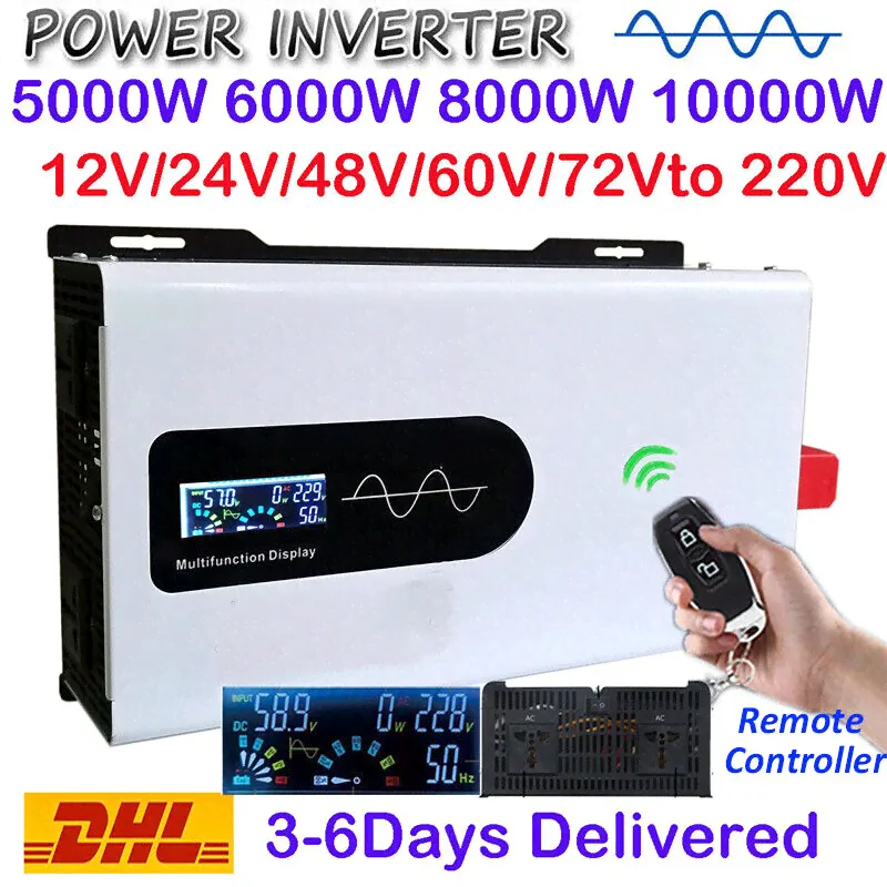 5000W 8000W 12000W Power Pure Sine Wave Solar Inverter 12V 24V 48V 60V to 230V