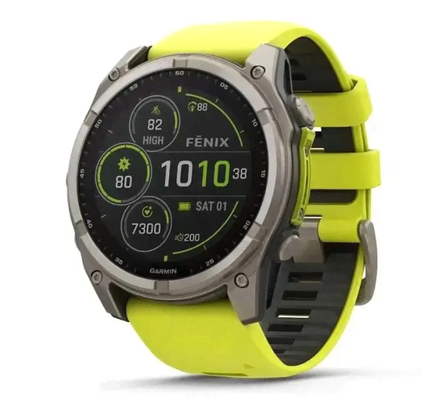 Смарт-часы Garmin Fenix 8 – 51 мм, Solar Sapphire, титан с ярко-желтым/графитовым силиконовым ремешком-3