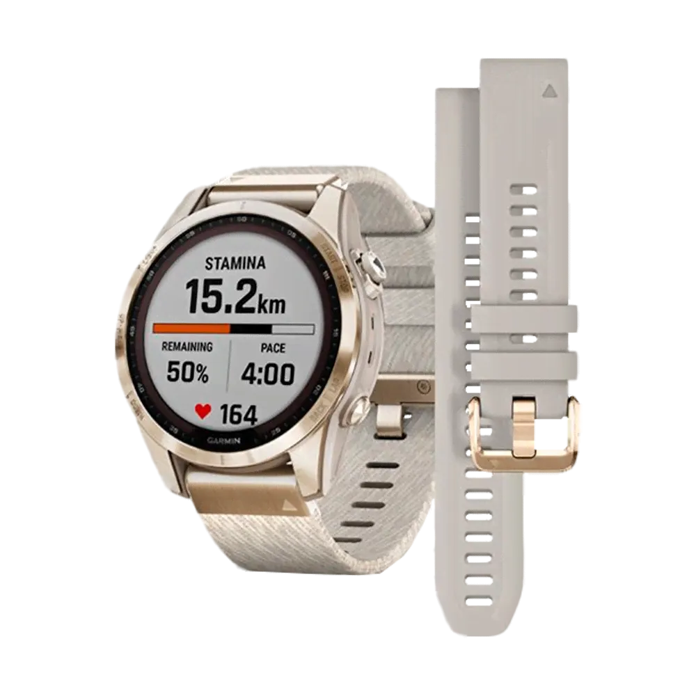Смарт-часы Garmin Fenix 7S Sapphire Solar Титановый. Кремовый