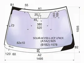 Стекло лобовое (Атермальное / Молдинг) Toyota Camry (XV50) 11-18 / Aurion 12-15 / Camry UAE /USA 11-17 (XYG: SOLAR-ACV50-L-VCP LFW/X)
