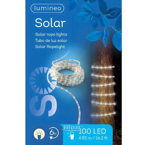 Светодиодный дюралайт на солнечной батарее Lumineo Solar 4.95 м, 100 теплых белых LED ламп, контроллер, IP44-0