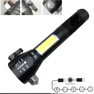 Фонарь аккум. SOLAR, USB, компас, резак, магнит, 4 режима (T6-28)