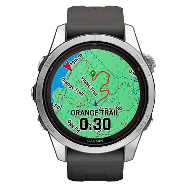 Часы Garmin Fenix 7S Pro Solar серебристый с черным ремешком-3