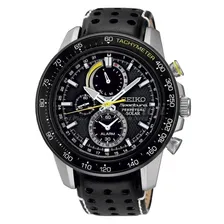 Seiko SSC361P1 Sportura Perpetual Solar Sapphire Black Silver Mens Watch NEW