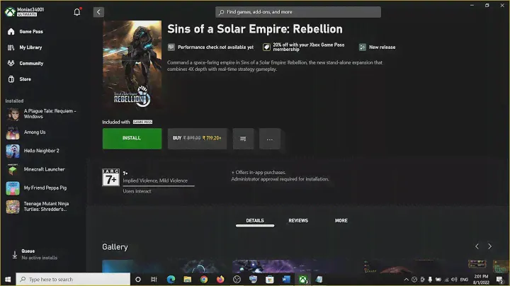 Fix Sins of a Solar Empire Rebellion Not Installing On Xbox App On Windows 11/10 PC