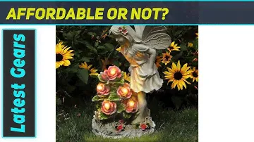 Angel Garden Statue Outdoor Decor, Solar Powered Resin Sculpture with LEDs