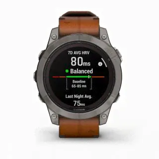 Умные часы FENIX 7 PRO Sapphire Solar титановый серый с коричневым кожаным ремешком-3