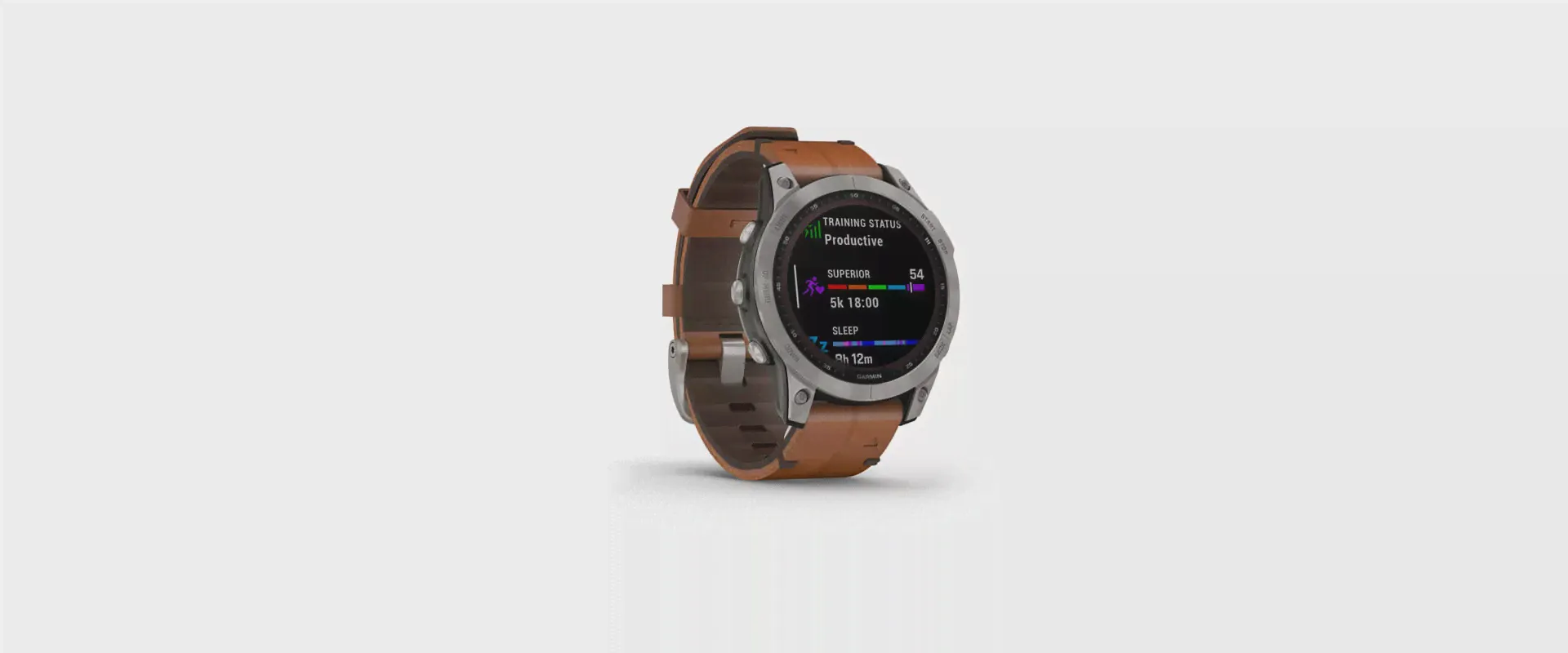 Fenix 7 Sapphire Solar титановый серый с коричневым кожаным ремешком (010-02540-31)-0