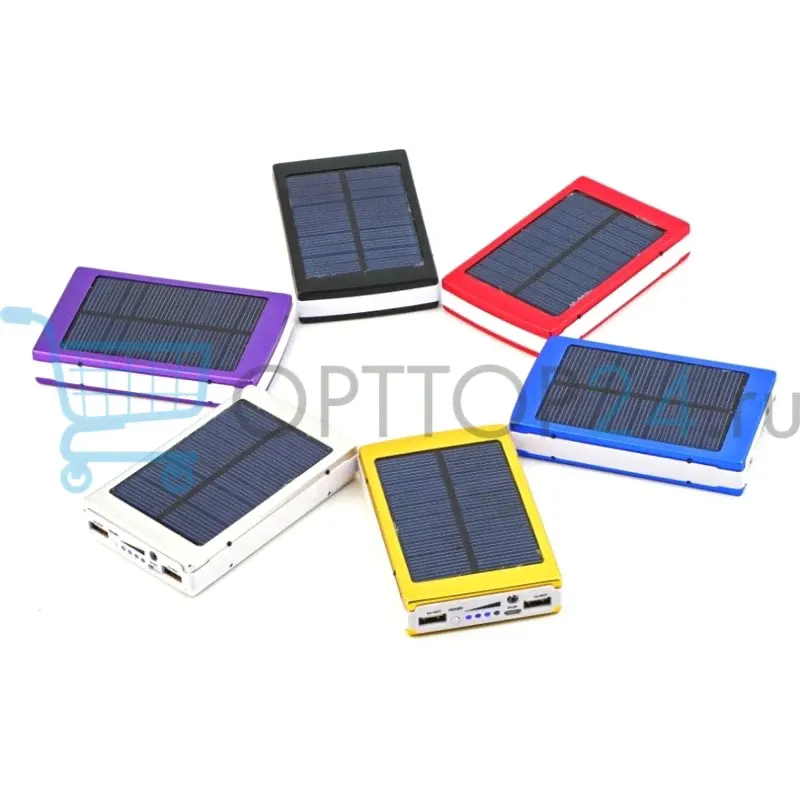 Внешний аккумулятор на солнечной батарее со светодиодным фонарем Solar power bank 20000 mAh-0