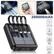 200000mAh Mini Solar Power Bank 4 Wires External Battery Backup Charger Portable