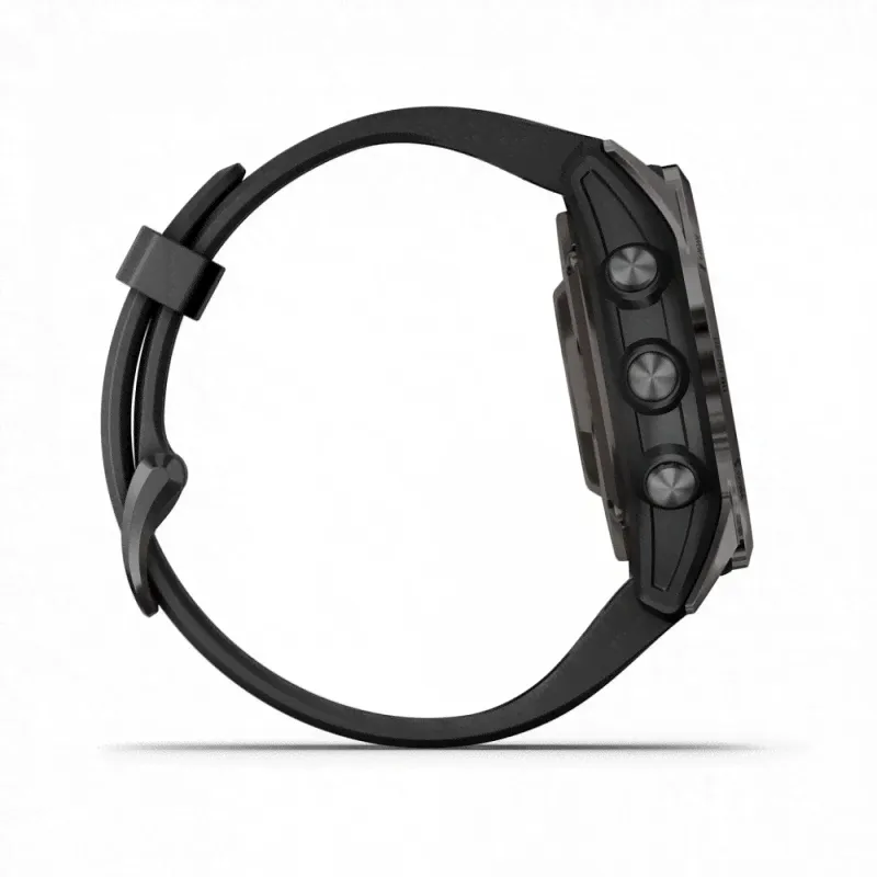 Умные часы Garmin Fenix 7S Sapphire Solar титановый угольно-серый DLC с силиконовым ремешком▪-0